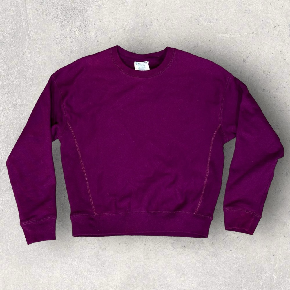 Vintage Champion Reverse Weave Solid Purple Crewneck Sweatshirt Size Medium VTG